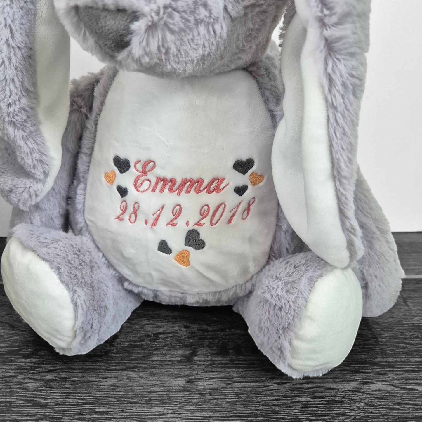 Kuscheltier "Hase mit Herz"- bestickte Personalisierung, Sorgenfresser