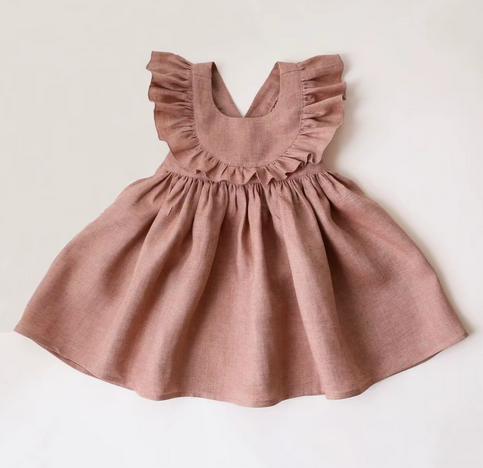 Selbst Besticktes Kleid LITTLE FAWN  - auf Wunsch Personalisierbar - Mädchen Leinen Kleid Boho Optik